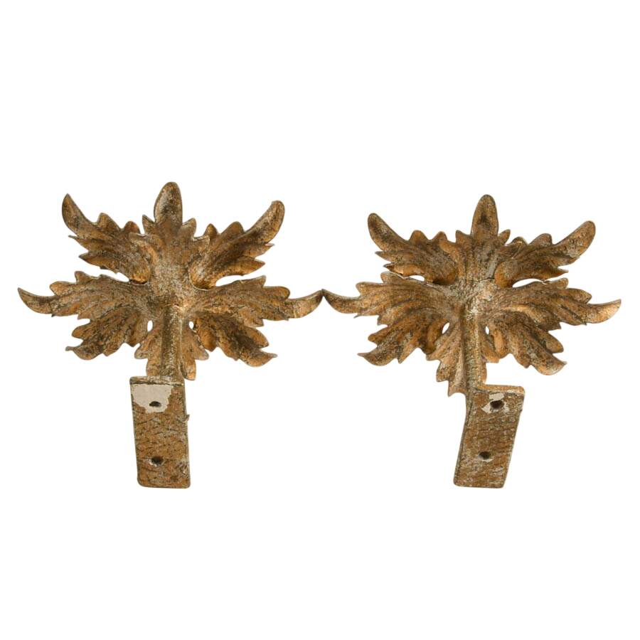 Pair of Neoclassical Italian Tole Flowers Curtain Tiebacks-4