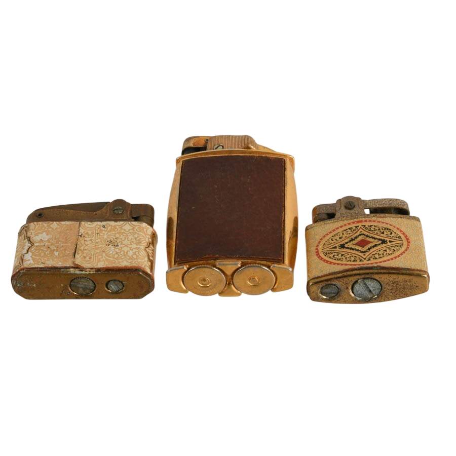 3 Mid-Century Modern Leather and Metal Lighters: Including Marhill & Evans-7