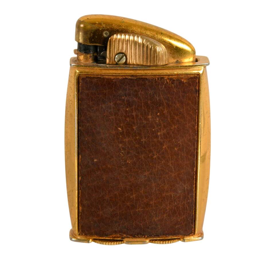 3 Mid-Century Modern Leather and Metal Lighters: Including Marhill & Evans-5