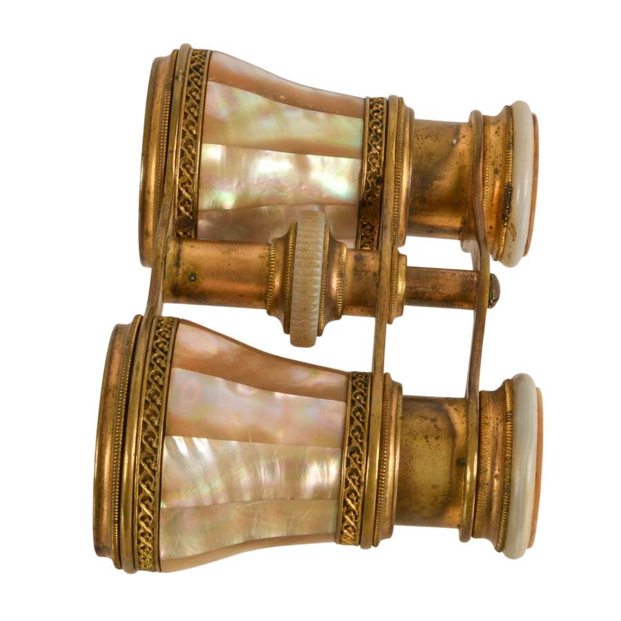 Antique M. Bertier Mother of Pearl and Brass Opera Glasses-4