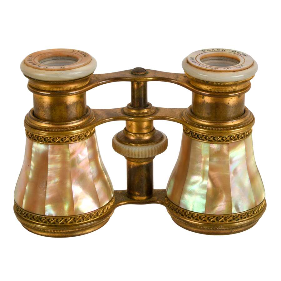 Antique M. Bertier Mother of Pearl and Brass Opera Glasses-1