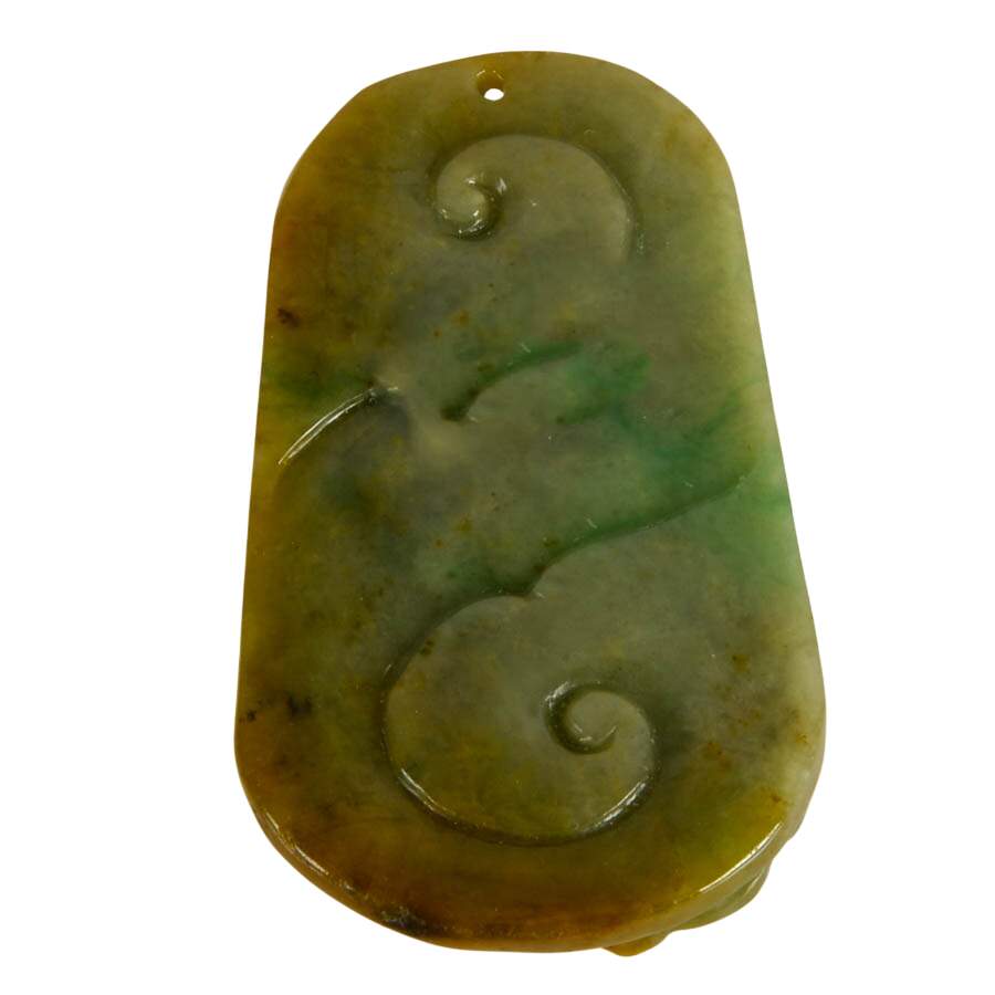 Carved Nephrite Jade Floral Pendant-4