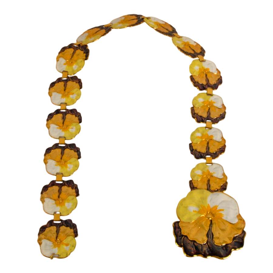 Mid-Century Style Floral Enamel Linked Metal Belt-2