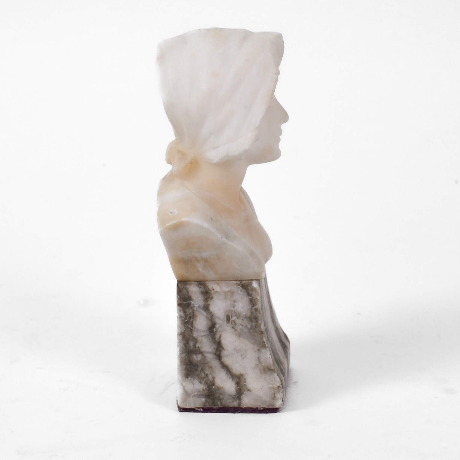 Art Deco Signed E. Beck Bust of Woman on Marble Base-2
