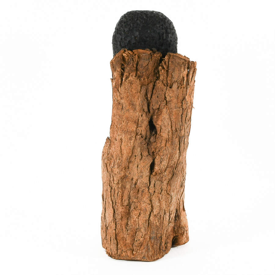Painted Black Carved Wood Sculpture of a Man's Face-7