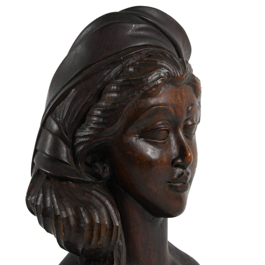Mid-Century Hand-Carved Wood Klungkung Balinese Busts-10