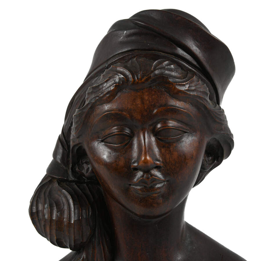 Mid-Century Hand-Carved Wood Klungkung Balinese Busts-8