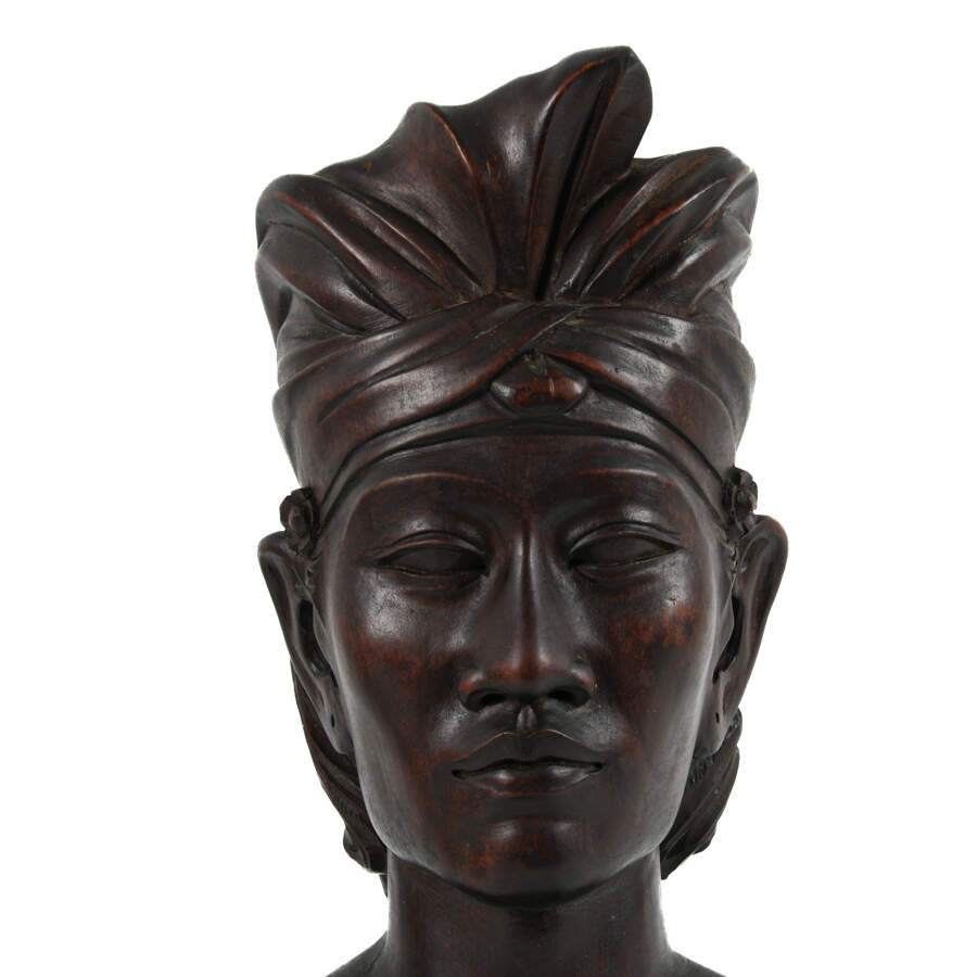 Mid-Century Hand-Carved Wood Klungkung Balinese Busts-5