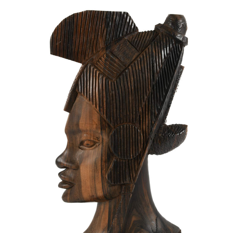 Antique African Carved Wooden Tribal Bust-7
