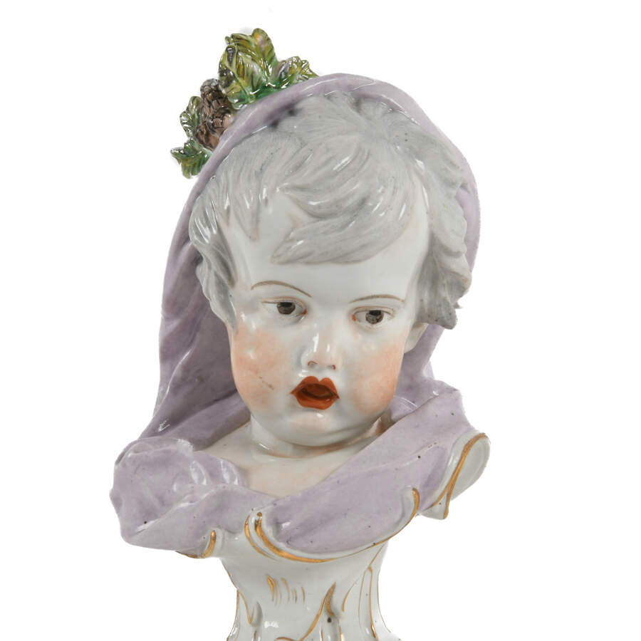 Pair of Antique Edmé Samson et Cie Four Seasons Series Allegory Busts-6