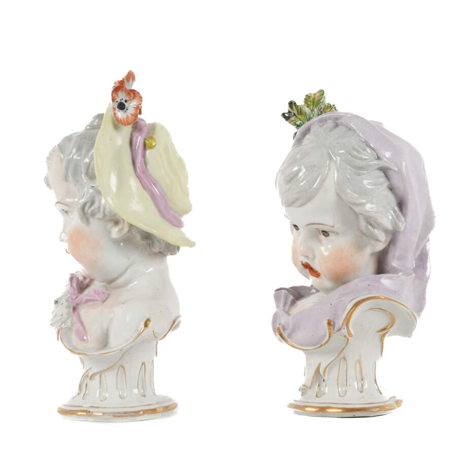 Pair of Antique Edmé Samson et Cie Four Seasons Series Allegory Busts-2