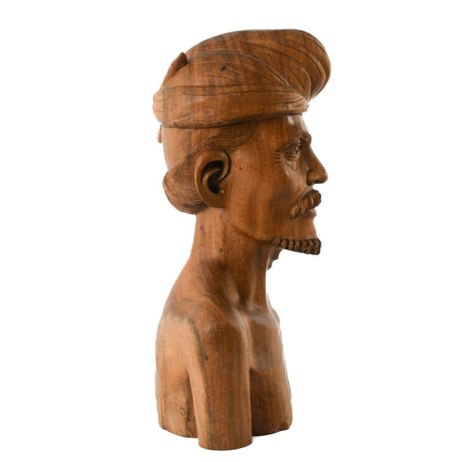 Carved Wood Native Bust of a Man-4