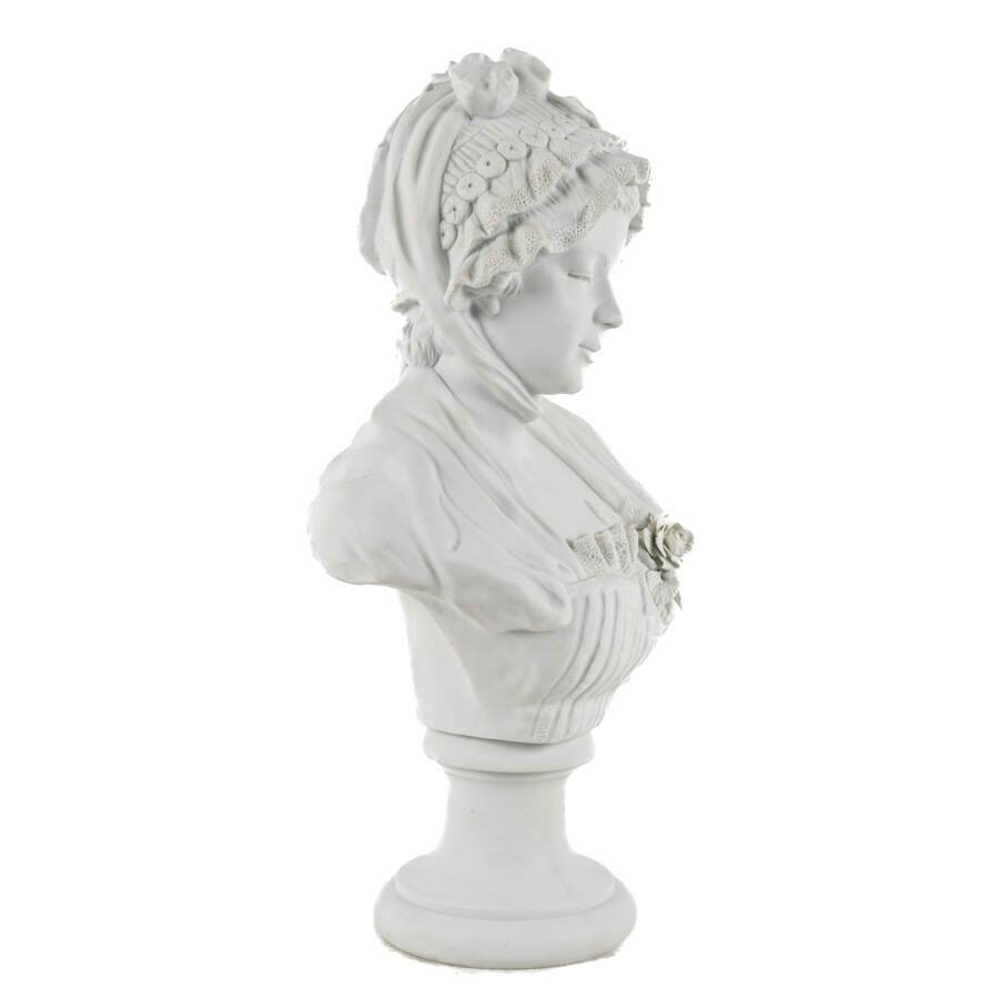Antique Bisque Bust of a Woman in a Bonnet After Jean-Baptiste Greuze-4