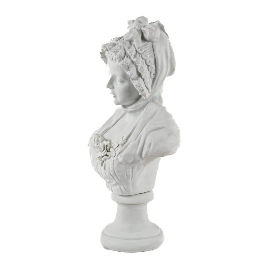 Antique Bisque Bust of a Woman in a Bonnet After Jean-Baptiste Greuze-2