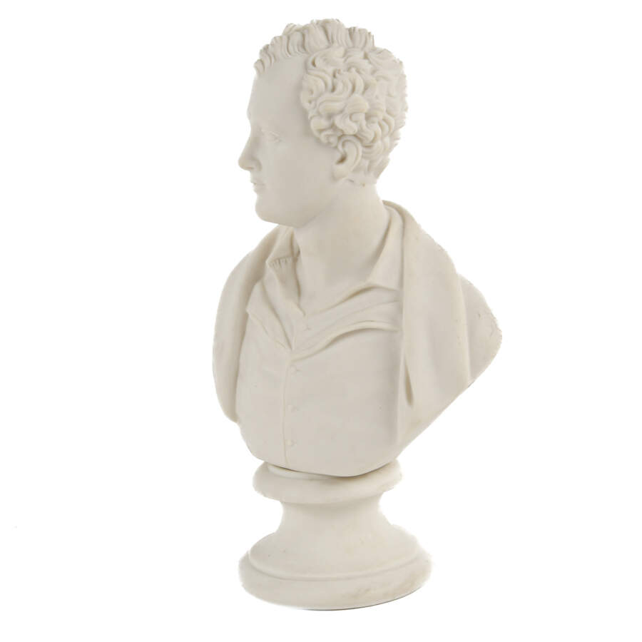 Victorian Miniature Parian Bust of Lord Byron-2