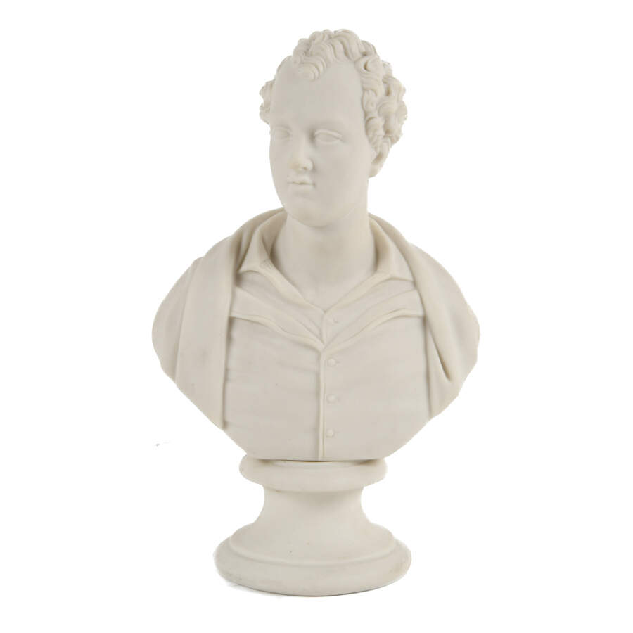 Victorian Miniature Parian Bust of Lord Byron-1