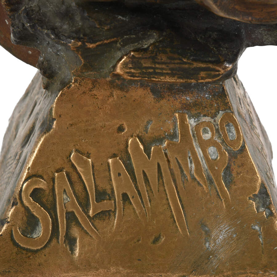 Signed A. Lefebvre Art Nouveau Bronze "Salammbo" Bust-3