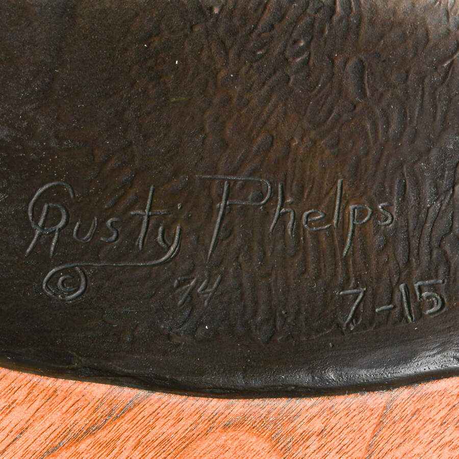 Rusty Phelps Signed Limited Number Untitled 1974 Bronze Bust-9