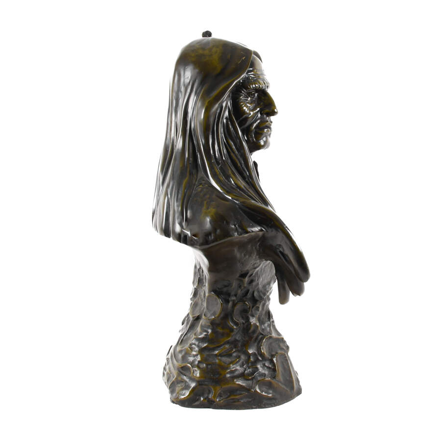 S. Keleiam Bronze Life-Size Bust of a Native American Warrior-5