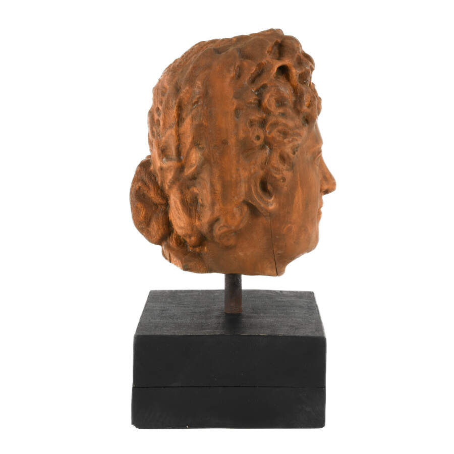 Hellenistic Carved Wooden Visage Mounted on Pedestal-6