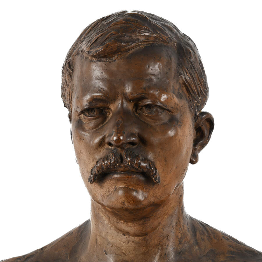 Antique Conrad Dressler "Stanley Africanvs" Plaster Bust-2