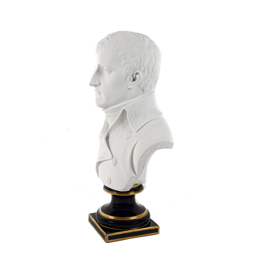 Sèvres-Style Porcelain Bisque of Young Napoleon on a Cobalt Pedestal Base-3