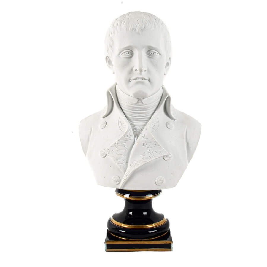 Sèvres-Style Porcelain Bisque of Young Napoleon on a Cobalt Pedestal Base-1