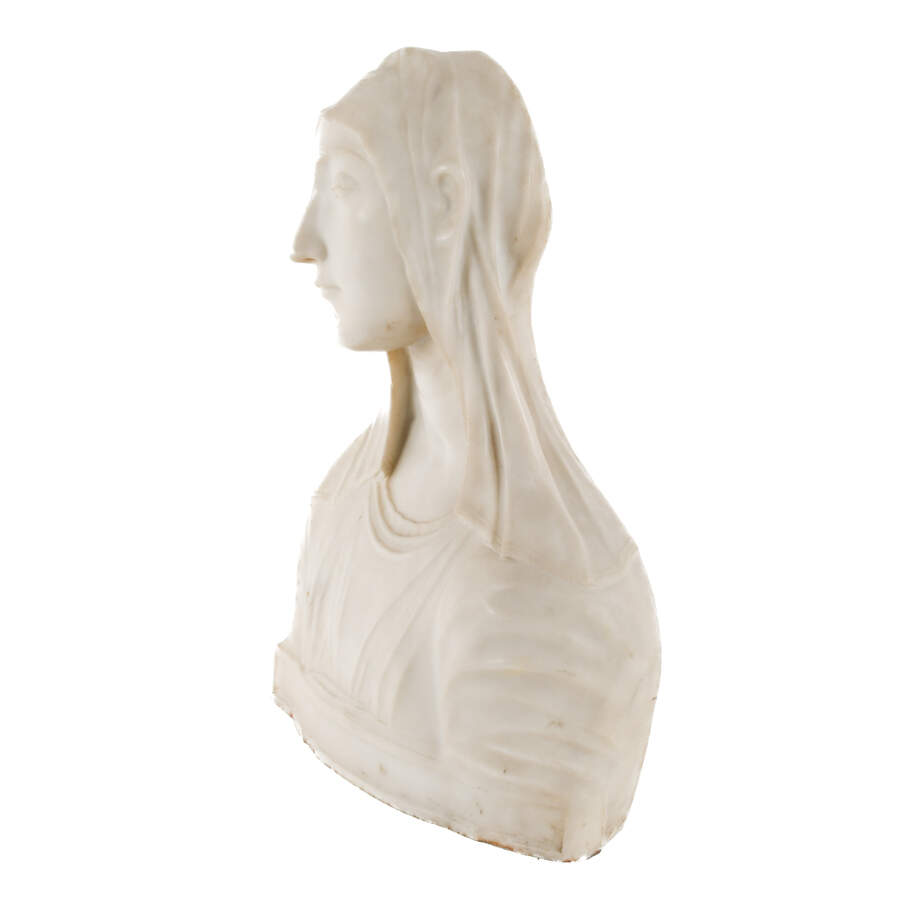 Carved Marble Bust of "The Virgin Annunciate" After Mino da Fiesole-3