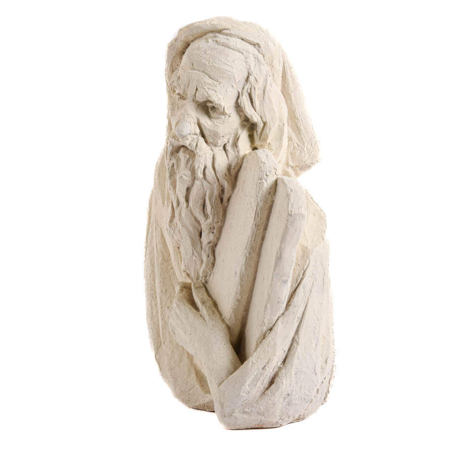 Mid-Century Modern Signed A. Bergier Plaster Bust of Moses-4