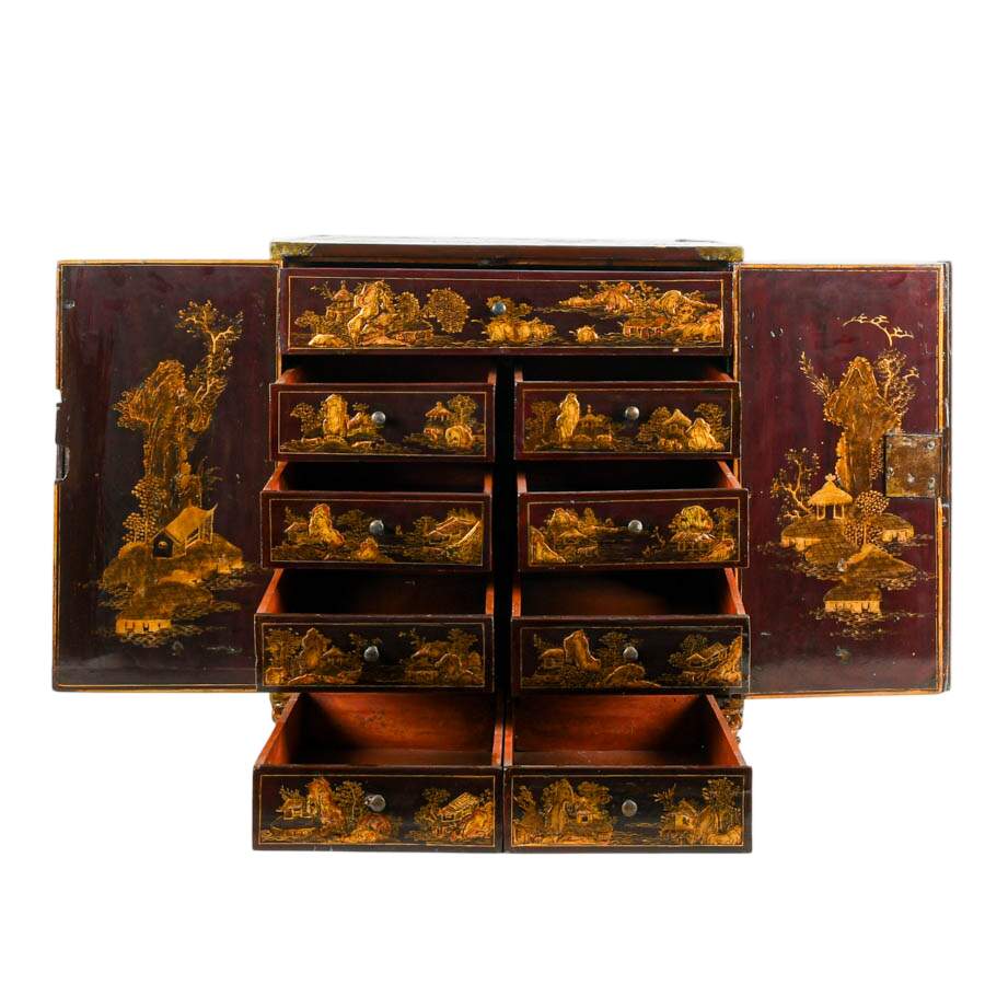 Antique Chinese Black Lacquer and Gilt Decorated Storage Box-7