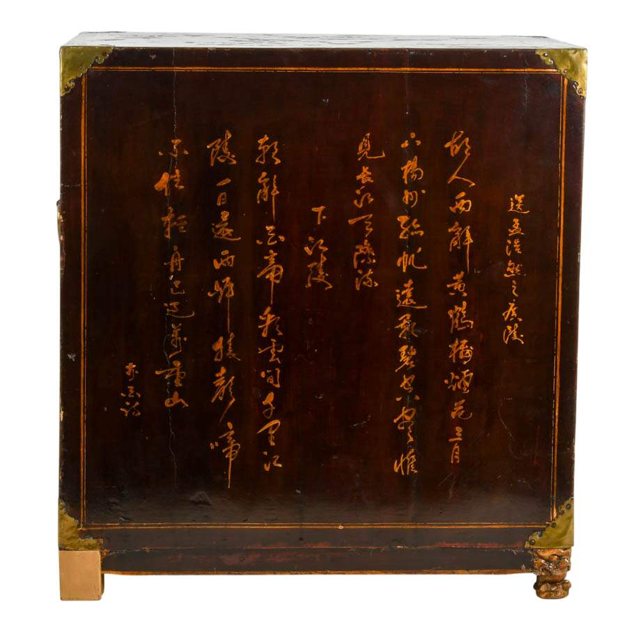 Antique Chinese Black Lacquer and Gilt Decorated Storage Box-5