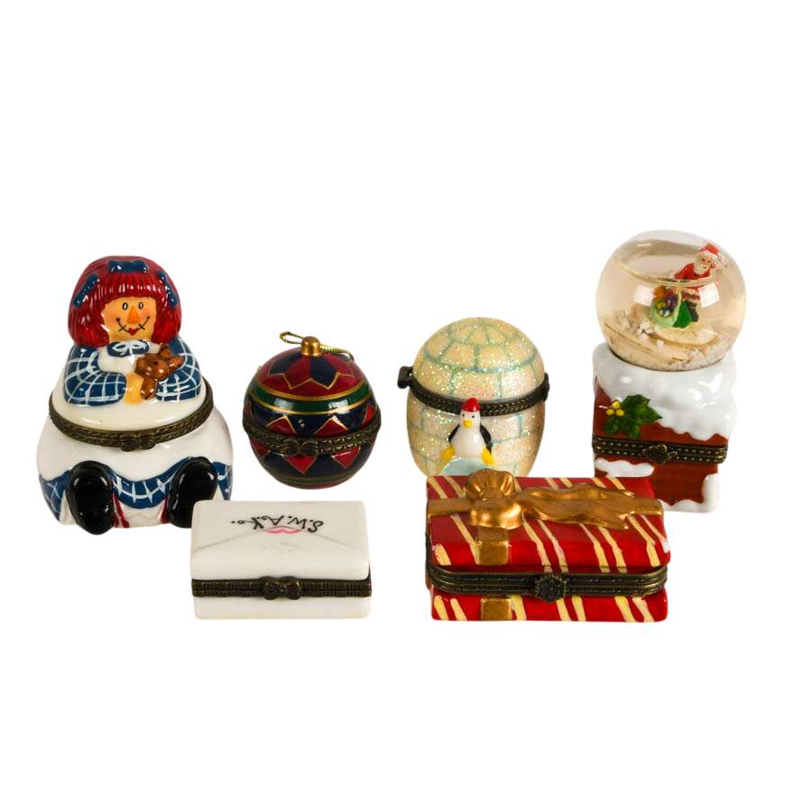Six Christmas Porcelain Jewelry Boxes-1