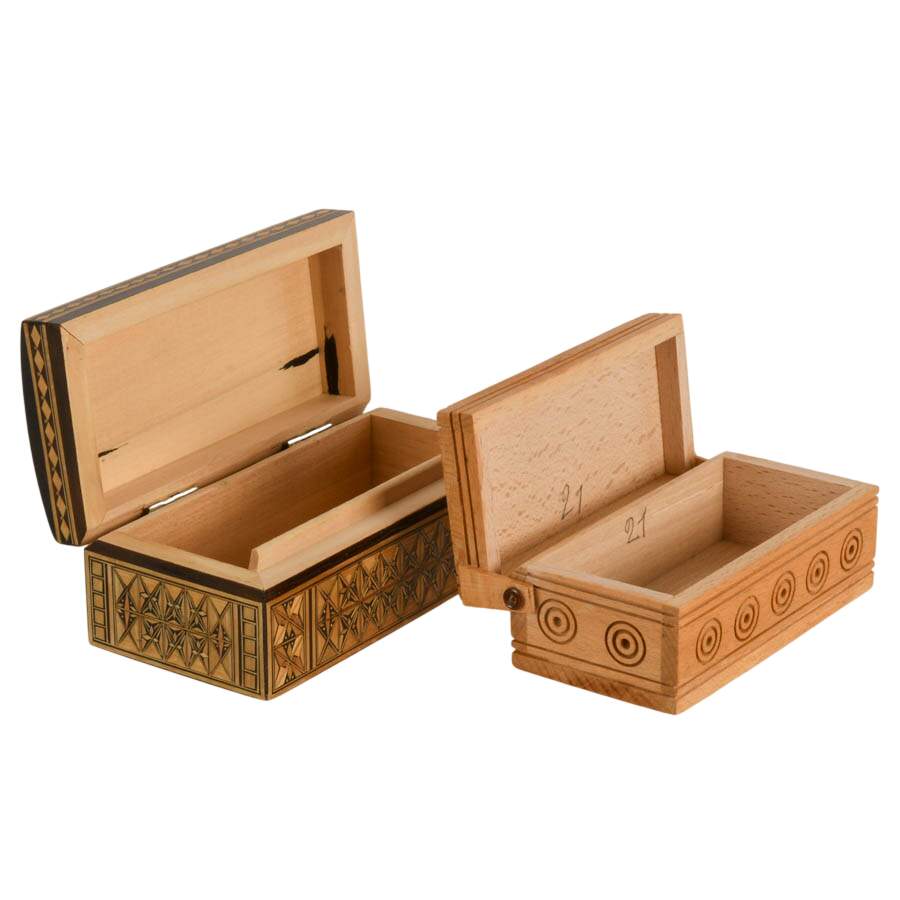 Three Handcrafted Russian Wooden Jewelry Boxes-4