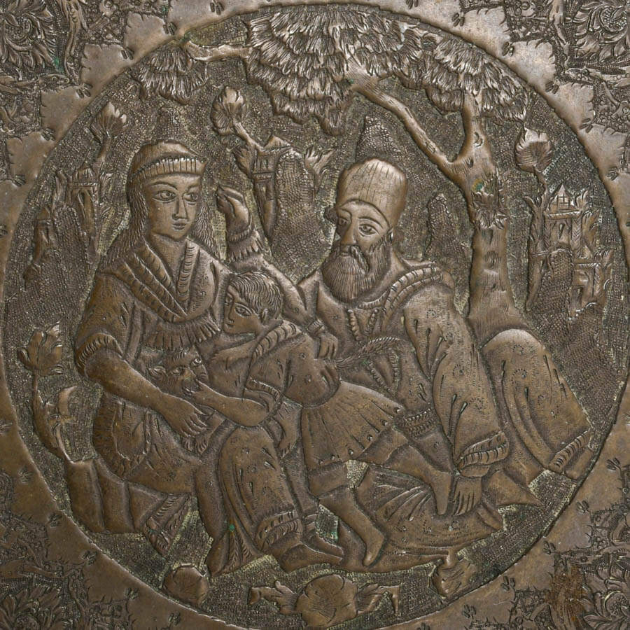 Engraved Persian Silver Box with Family Scene-6