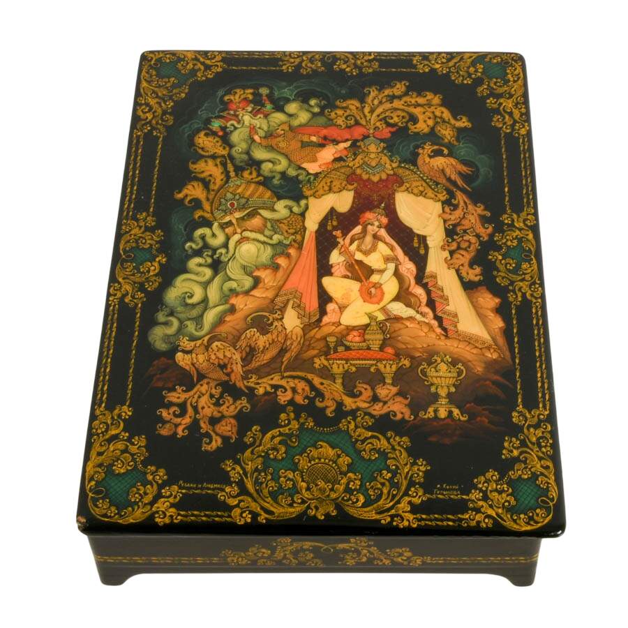 Russian Hand-Painted Lacquer Box Depicting Sadko-1