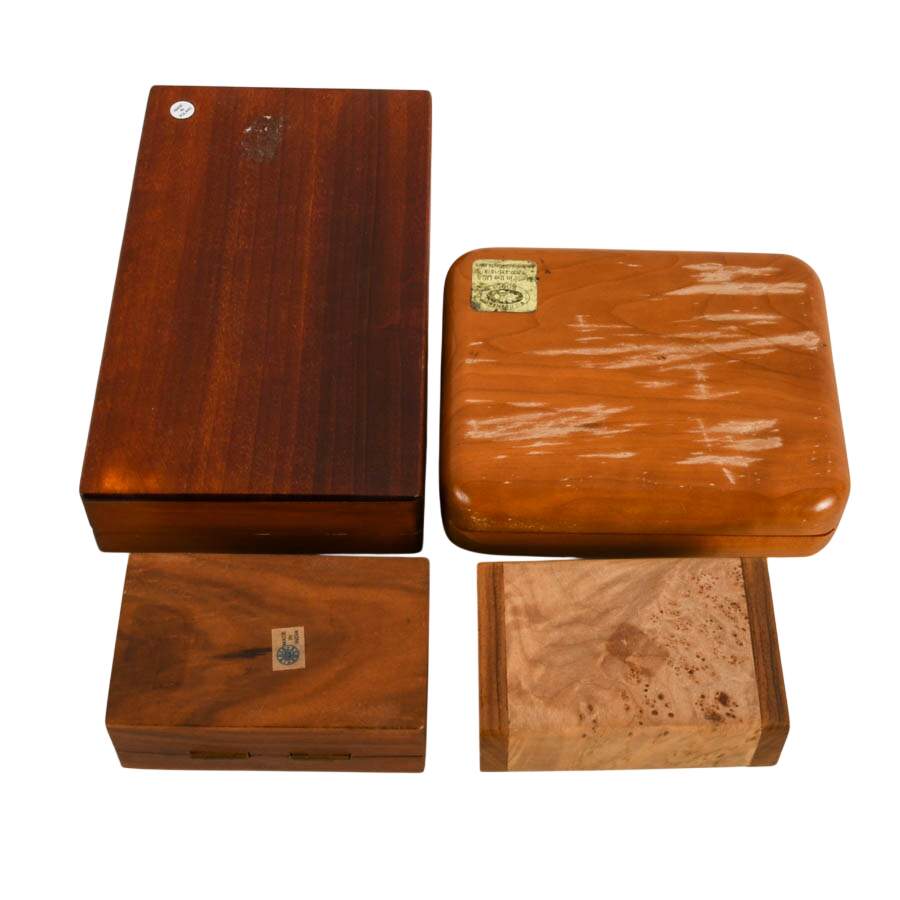 Four Hand-Made Nature-Themed Wooden Trinket Boxes-7