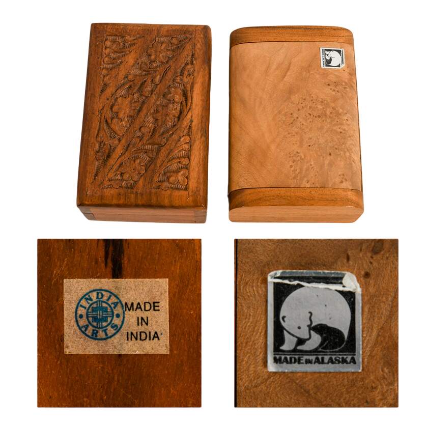 Four Hand-Made Nature-Themed Wooden Trinket Boxes-6