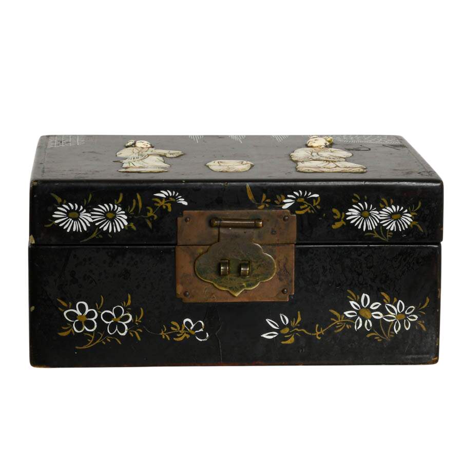 Chinese Black Lacquer Jewelry Box-1
