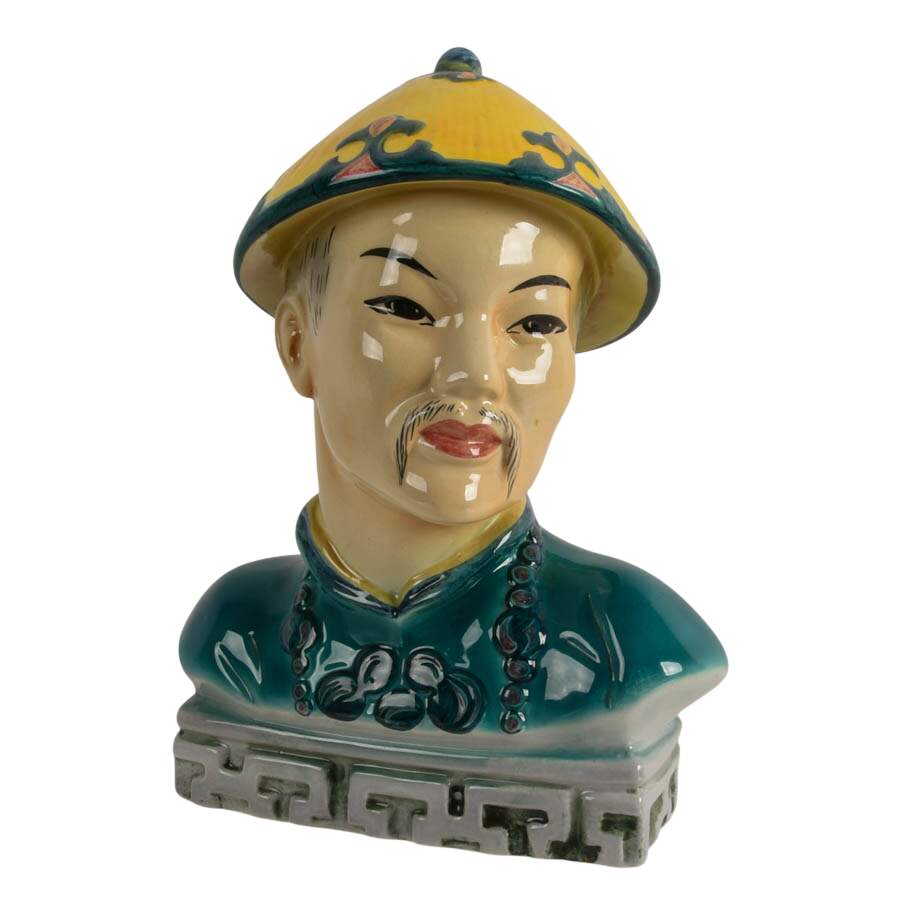 Pair of Mid-Century Goldscheider Hand-Painted Porcelain Japanese Busts-6