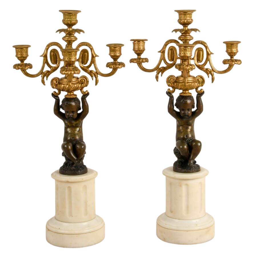 Pair of 19th-Century French Louis XVI-Style Candelabras-1