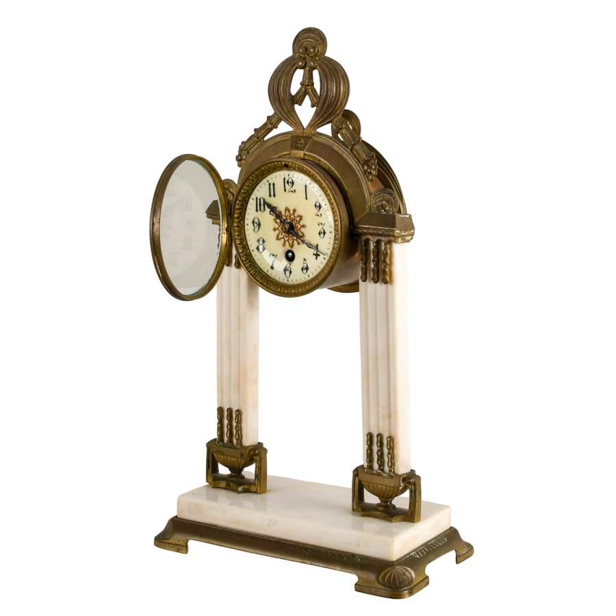 19th Century French Marble Portico Table Clock-6