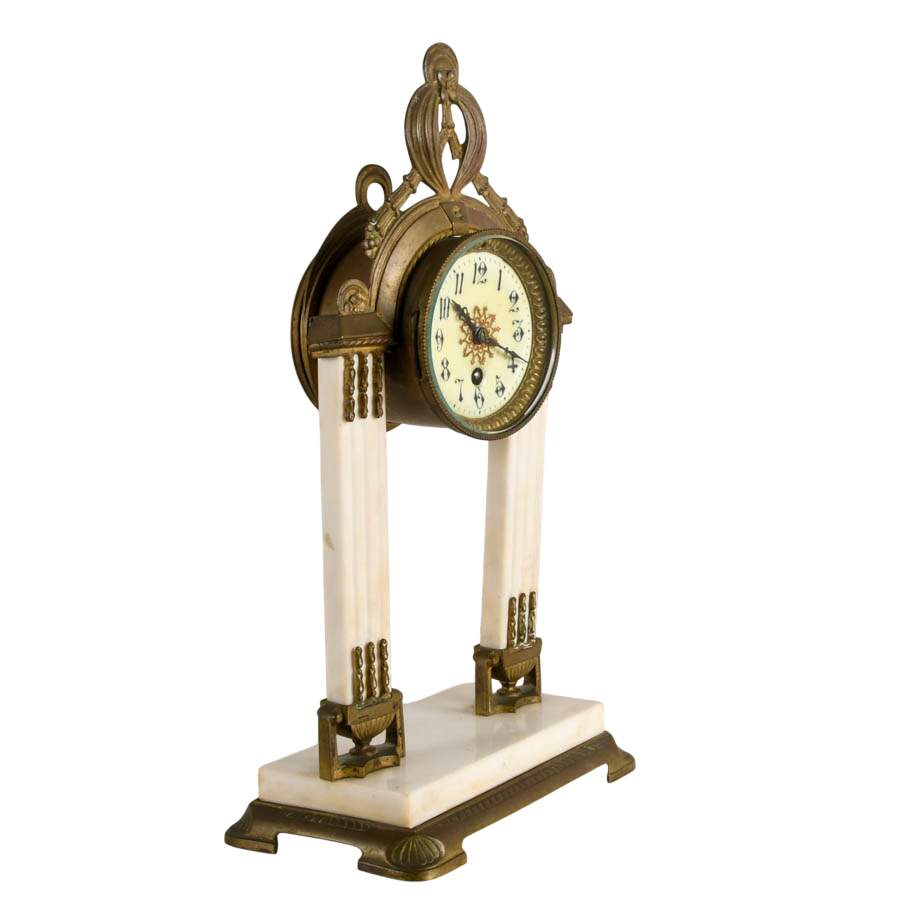 19th Century French Marble Portico Table Clock-5