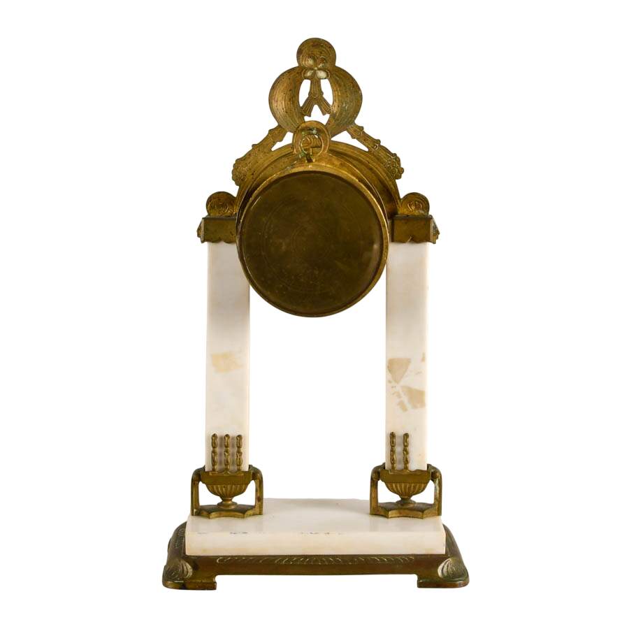 19th Century French Marble Portico Table Clock-4