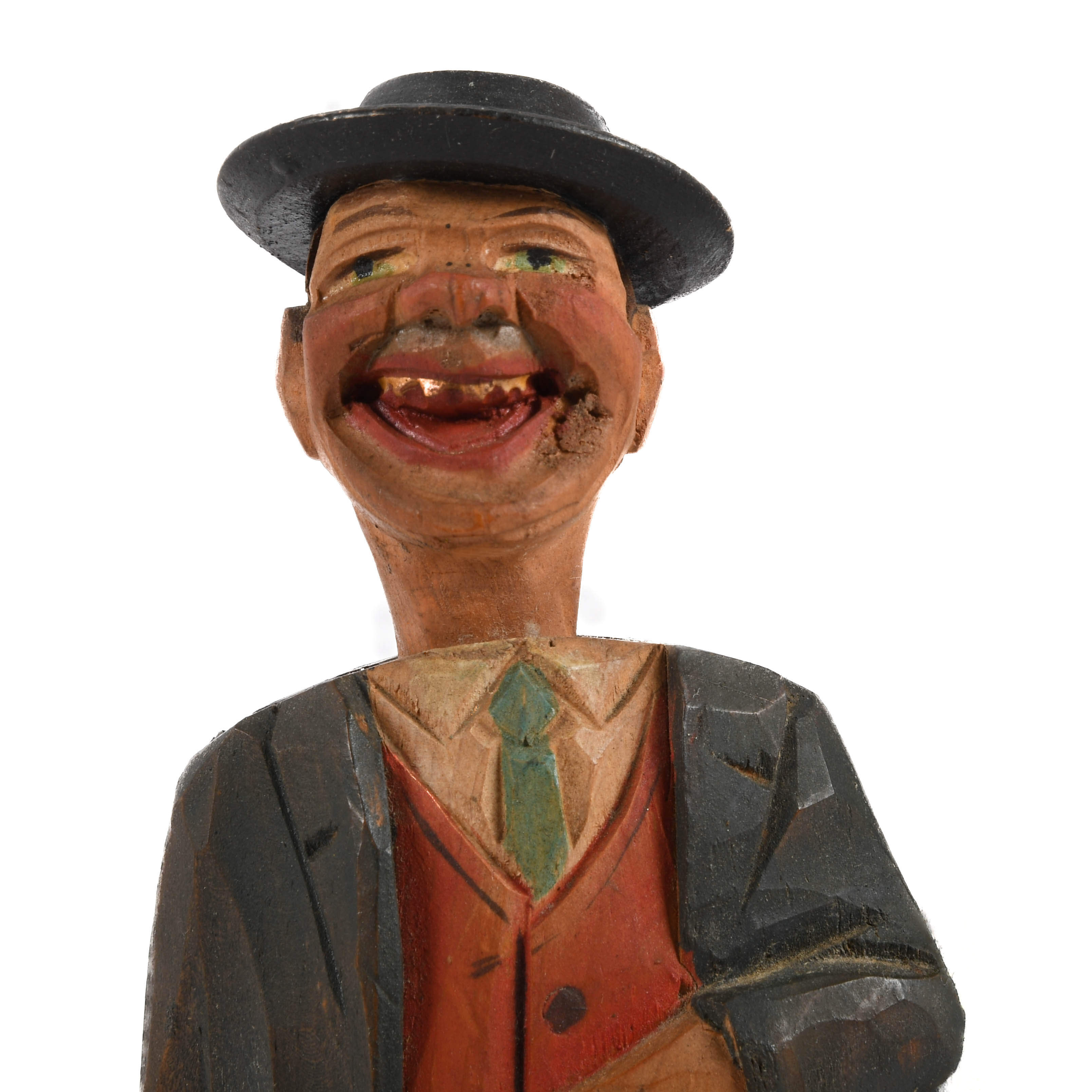 Hand-Carved ANRI Drunk Lamp Post Music Box and Bottle Opener-2