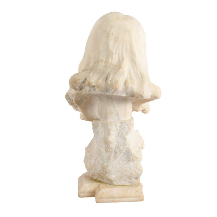 Italian Carved Marble Bust of a Child with Lace Collar by Enrico Astorri-6