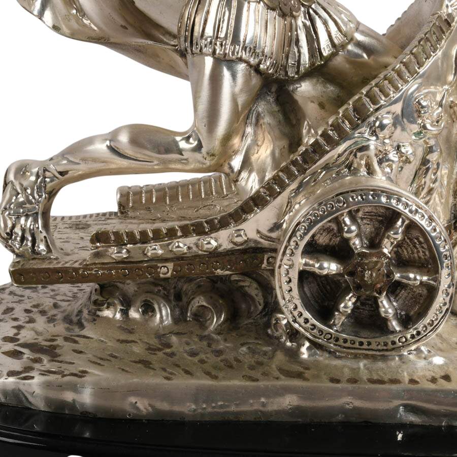 Signed A. Santini Silvered Roman Chariot Sculpture-8