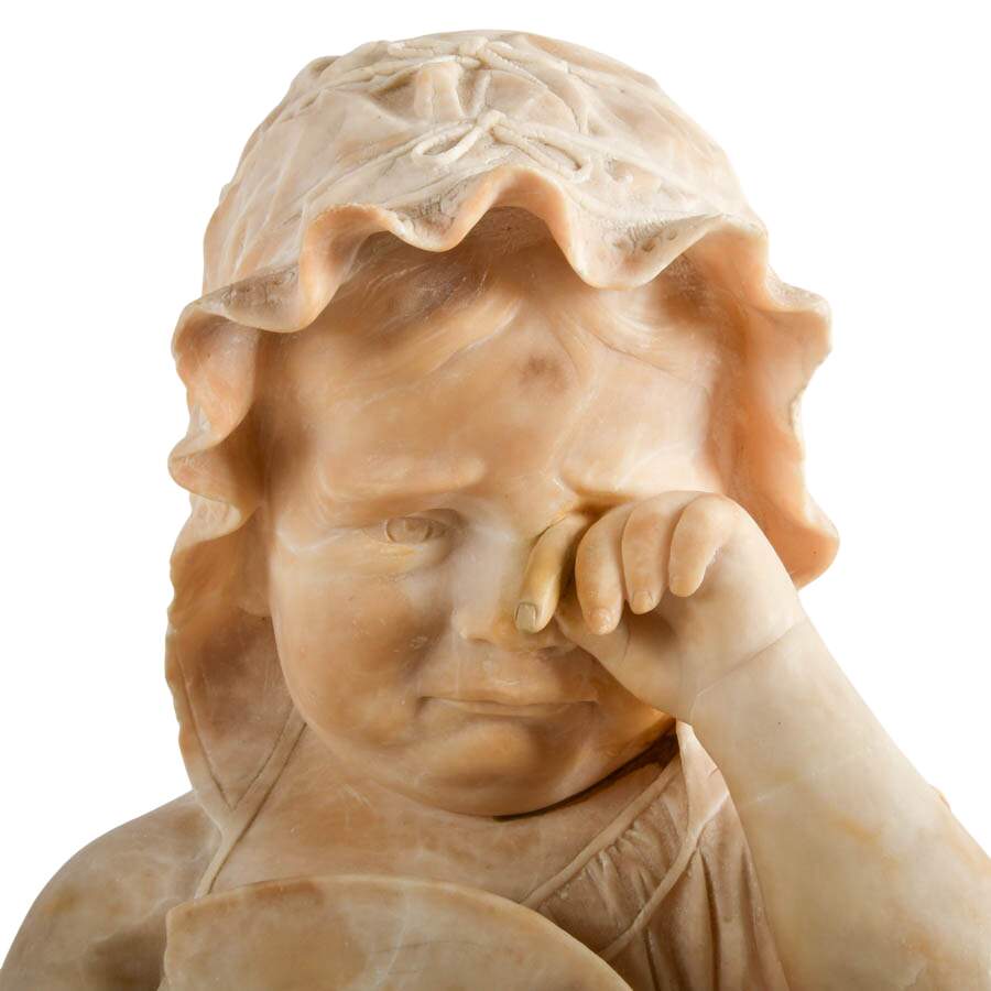 Signed "The Broken Plate" Marble Statue After Fortunato Galli-2