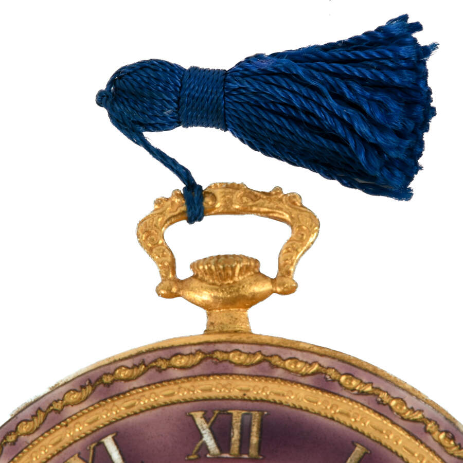 Italian Florentine Purple Enamel Pocket Watch Compact-4