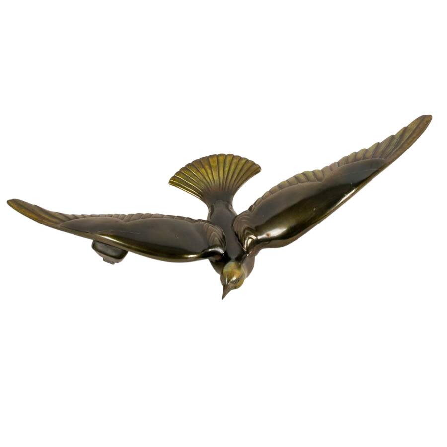 Pair Spelter Seagulls in the Style of J.B. Léonard "Two Seagulls in Flight"-6