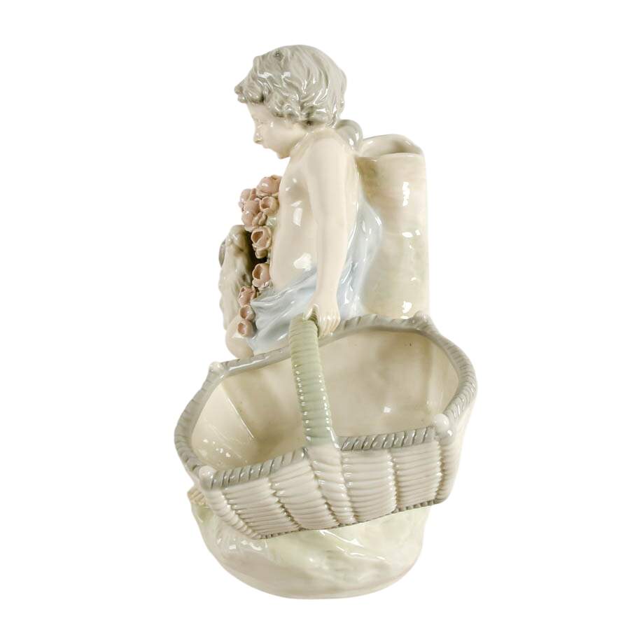 Antique Czechoslovakian Pastel Glazed Porcelain Boy and Sheep Biscuit Tray-3